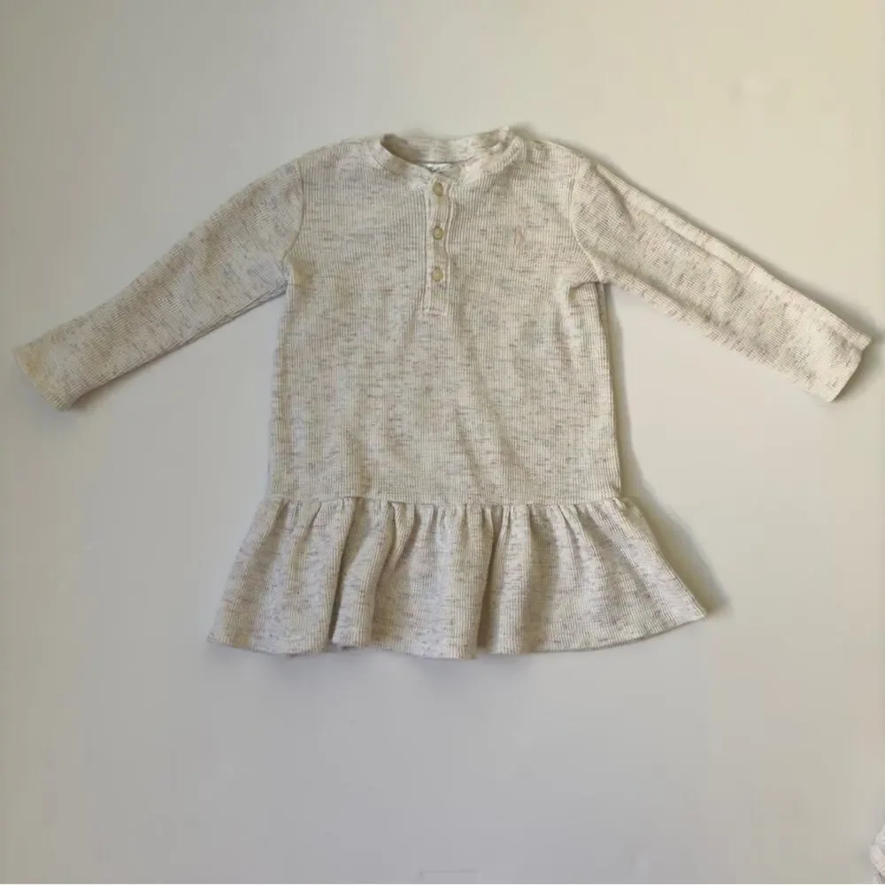 Ralph Lauren Baby Cream Knit Dress with Bloomers speckled long sleeve button up